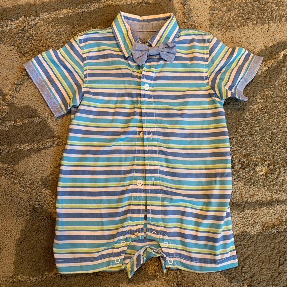 KAPITL K - Striped Onsie with Bow tie - 24 Months